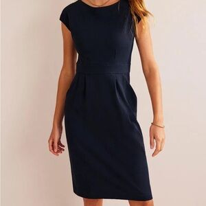 Boden florrie dress navy blue cotton pockets size 6 medium travel lightweight